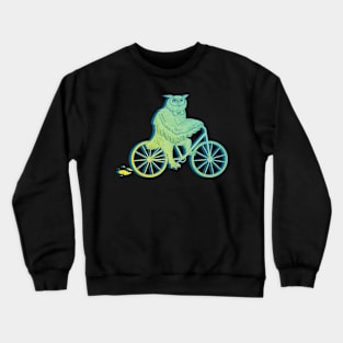 Owl on a Bike Green Crewneck Sweatshirt